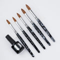 Wholesale Marble Acrylic Nail Beauty Art Brush Supplier Crystal Plastic Handle 100% Kolinsky Hair Oval Acrylic Custom Nail Brush