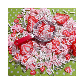 New Popular Rectangle Strawberry Cake Banana Polymer Clay Slice Sprinkle Miniature Dessert Slime Fillers for Holiday Party Decor