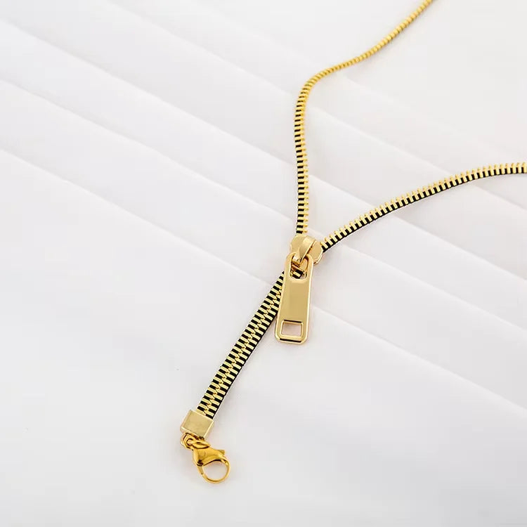 SSeeSY Custom Fashion Jewelry Titanium Mens Stainless Steel Chain Zipper Necklace for Men
