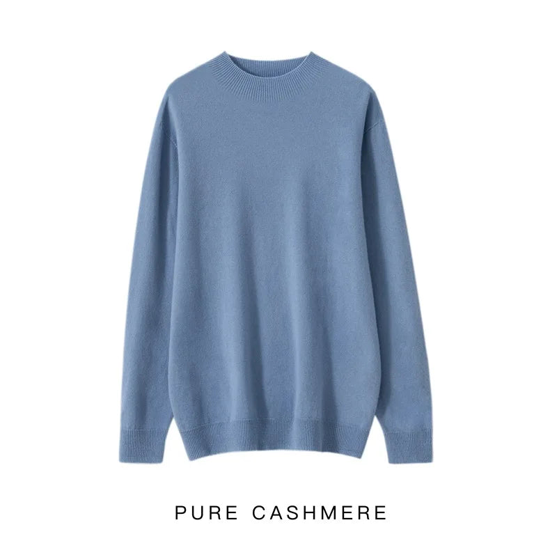 Half Turtleneck Round Men's Cashmere Sweater Knitted Wool Sweater 2024 Autumn and Winter Crew Neck Winter Clothing