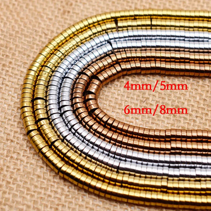 Bracelet Beads Natural Hematite Stone Flat Loose Spacer Shape Rubber Hematite Beads for Jewelry Making