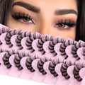 Reusable Fluffy Natural J M Curl Strip Mink False Eyelashes Fox Eye Full Strip Eyelashes 3d Faux Mink Lashes Tray Private Label