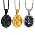 Retro Round Amulet Jewelry Stainless Steel St Christopher Pendant Necklace