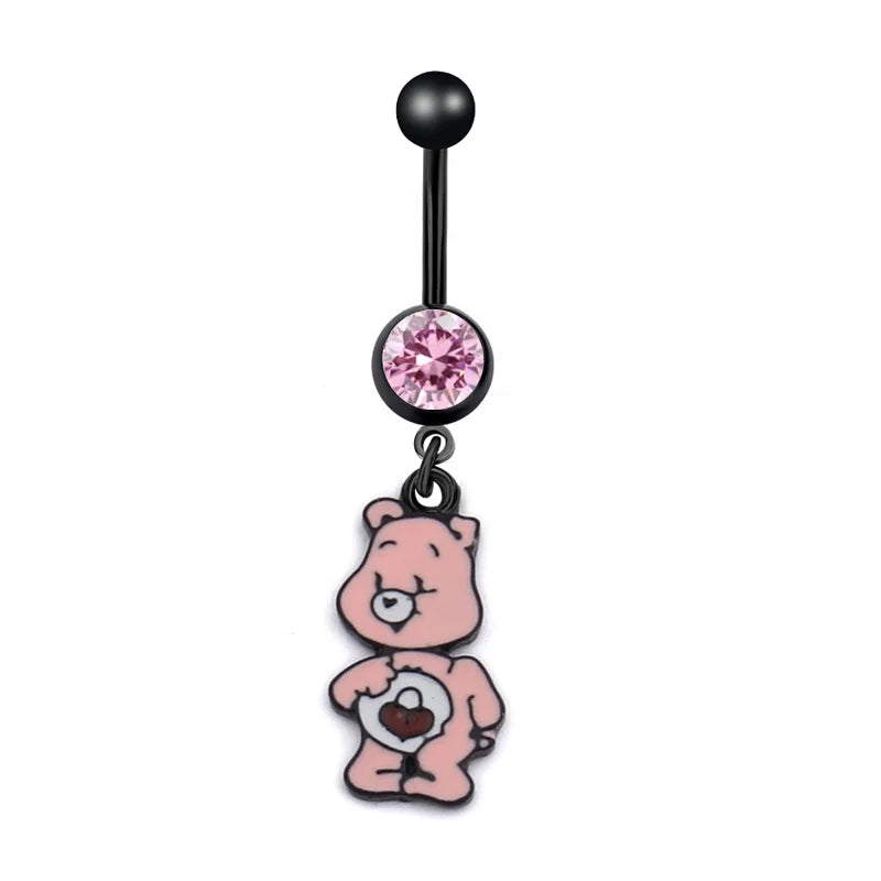 Gaby New Arrive Cute Bear Panda Belly Rings Dangling  Belly Button Piercing  Surgical Steel  Piercing Jewelry