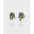 Classic Design Irregular lava Shape Asymmetric 925 Sterling Silver Olive Green CZ S925 Stick Earring Women  EA651