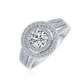 Jewelry Manufacturer Double Halo Solitaire 925 Sterling Engagement Wedding Ring Morgan Ring for Women