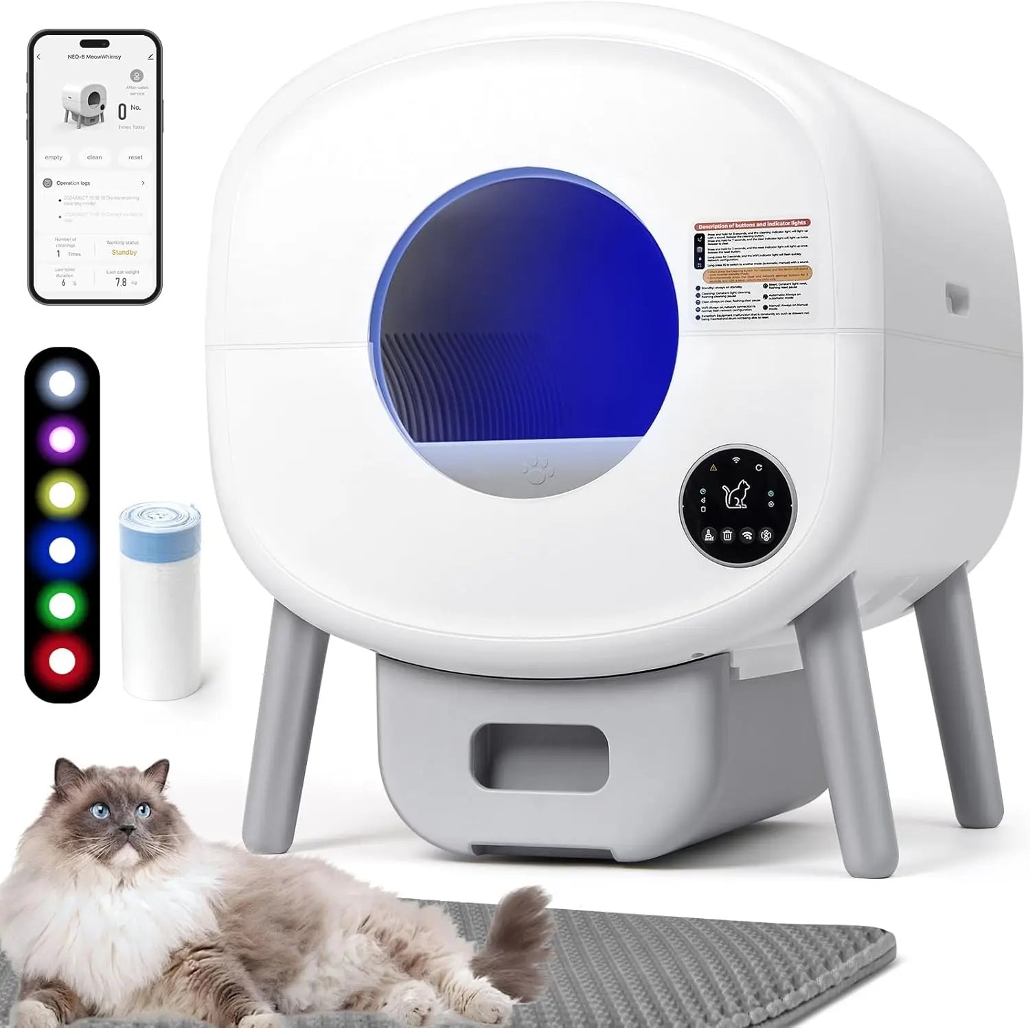 Automatic Luxury Cat Litter Box Smart App Control Self-Cleaning Feature Electronic Pet Toilet Sandboxed Cat Sandbox Supplies