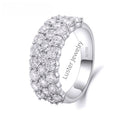 Luster Jewellery D White 3 Row Eternity Moissanite Sterling Silver 925 Ring Mens