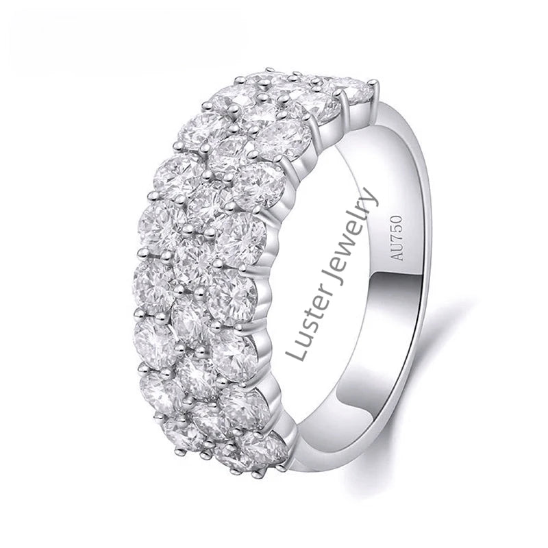 Luster Jewellery D White 3 Row Eternity Moissanite Sterling Silver 925 Ring Mens