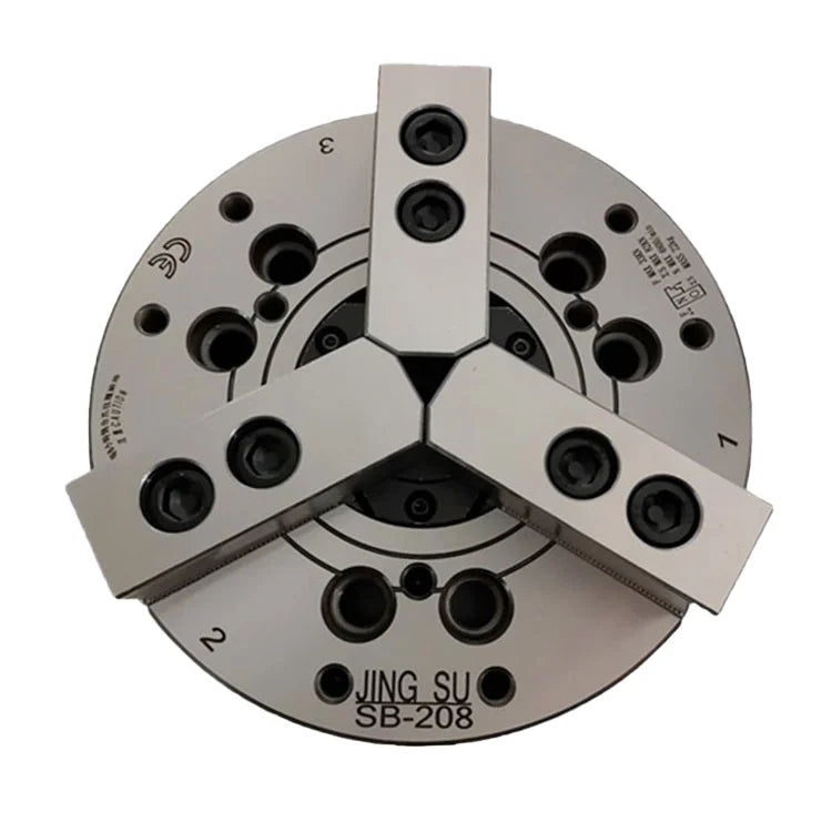 Three Jaw Steel Hydraulic Power Chuck Oil Pressure CNC Lathe Chuck with 0.01mm Accuracy HRC40 Hardness 3000 RPM Center Cooling