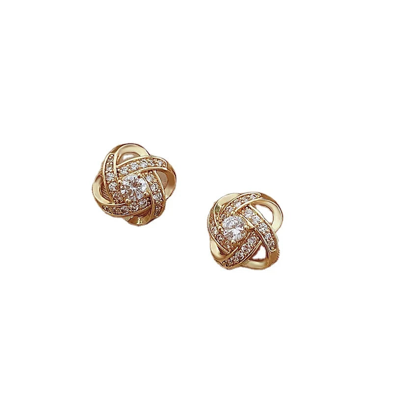 925 Sterling Silver Crystal Four Leaf Clover Earrings Women Simple Fashion Wedding Jewelry Accessories