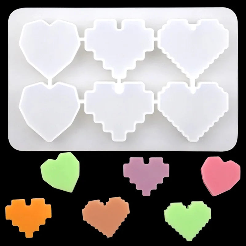 Saffron Heart Silicone Soap Molds Pixel Hearts Factory Price Silicone Soap Mold Heart Candle for DIY Soap Making