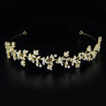 Exquisite Sparkly Handmade Rhinestone Gold Luxury Flower Maple Leaf Bridal Wedding Tiara Zircon Headbands