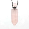 HZ Specially Designed of Natural Crystal Rose Quartz Hexagonal Column Perfume Essential Oil Bottle Pendant Necklace Jewelry