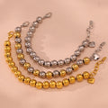 Fashion Personality All-match Hollow Round Beads Bracelet for Women Stainless Steel PVD 18K Gold Plated Luxury Beaded Bracelet