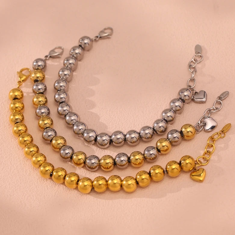 Fashion Personality All-match Hollow Round Beads Bracelet for Women Stainless Steel PVD 18K Gold Plated Luxury Beaded Bracelet