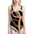2025 New Women Bikini Swimsuit Black with Elei Flowers Printing Swimming Suit Multi-colors Blocking Custom One Piece Swimwear