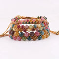New Color Tourmaline Jade Stone Double Layer Woven Handmade Bracelet Macrame With Custom Logo for Women JBS12573