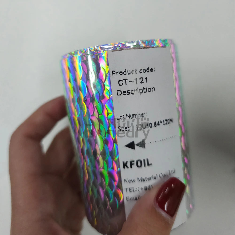 Bonedry 121 Optimal 64cm*120m Plastic Silver Fish Scale Pattern Gilding Hot Stamping Foil Roll Laser Pattern for Fishing Lure