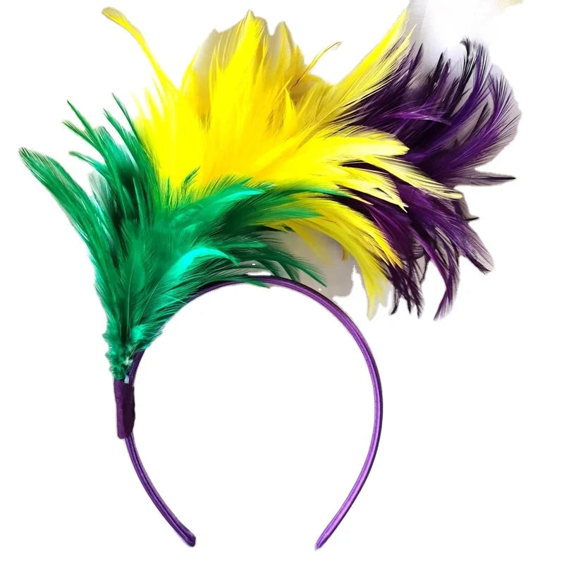 1920s Fascinator Feathers Headband for Women Mardi Gras Wedding Tea Party Headwear Girls Flapper Feathers Headpiece