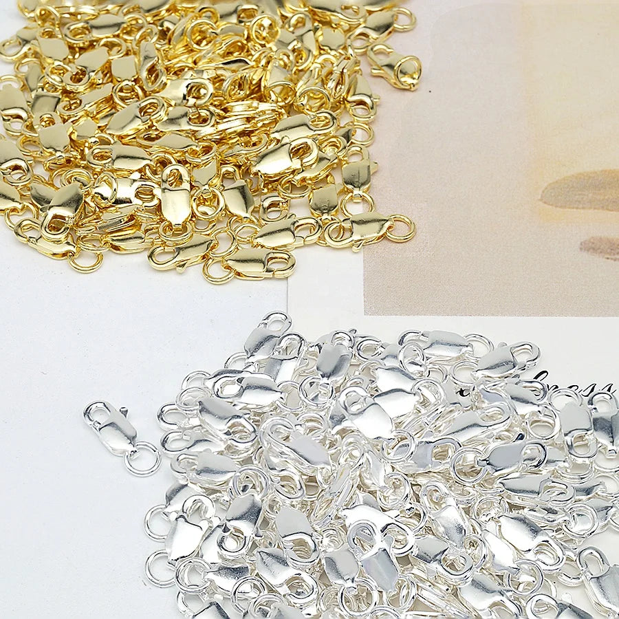 Wholesale 925 Sterling Silver Finding Lock Hook Components square Lobster Claps for Jewelry Making