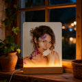 Topjlh Sublimation Blanks Acrylic Photo Frame Rectangular with Wood Base Customized Printed for Bedroom Decor Gift Shops