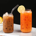 550ml/400ml Ribbed Glass Cup With Glass Straw Transparent Bubble Tea Cup Juice Glass Beer Can Milk Mocha Breakfast Mug Drin Cups