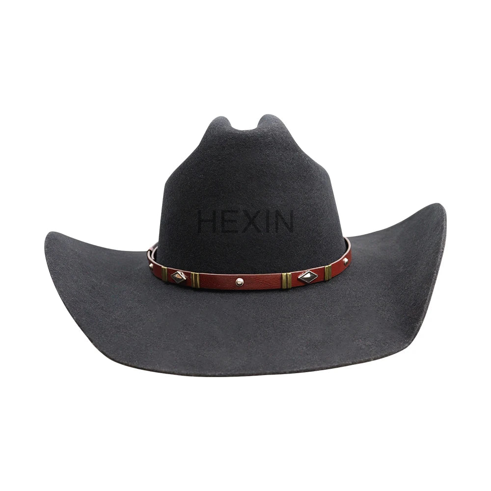 100% Australian Wool Felt Hat Custom Wholesale Unisex Adjustable Cowboy Hat for Sports Outdoor Business Casual Party All-Season