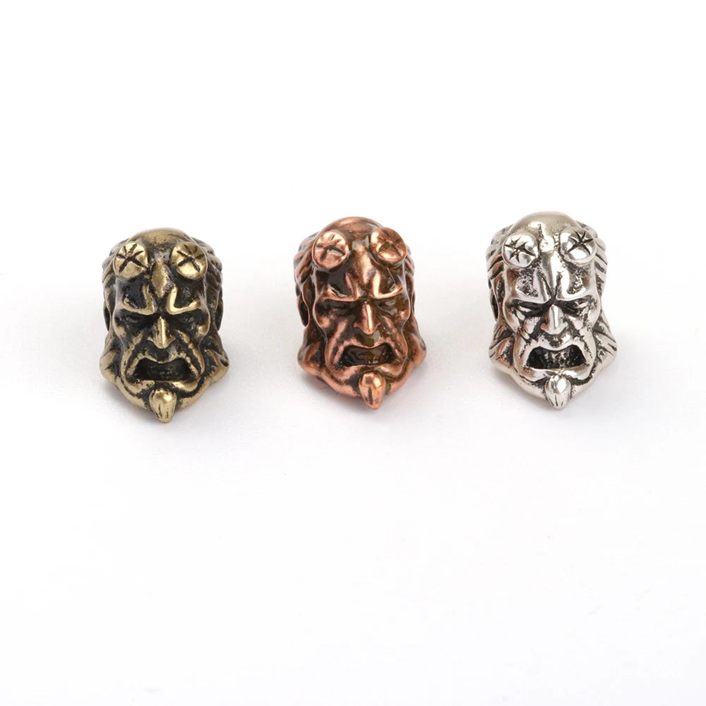 Vintage Style Skull-Shaped Copper Alloy Spacer Bead Charm for Survival Bracelet DIY Jewelry Making