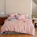 Customized Summer 100% Lyocell Fiber pink Duvet Cover Solid Color Queen Size Home Comforter Cover Luxury 4-piece Bedding Set