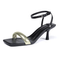 Stylish Cowhide High-Heeled Shoes Square Toe Light Genuine Leather Stiletto Heel Bag Empty Sandals Multiple Colors Customizable