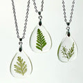 Custom Stainless Steel Dry Resin Real Flower Pendant Necklace Wholesale Pressed Resin Fern Leaf Necklace