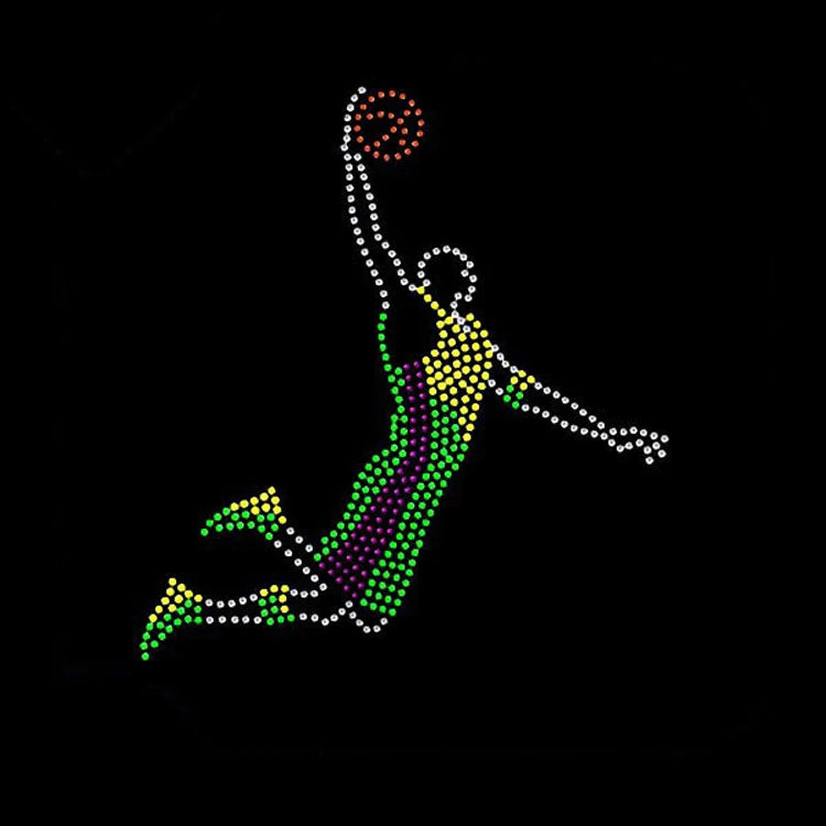 Bling Glass Crystal Sports - Basketball  Design Rhinestone Hot-Fix Flatback Transfer Garment Accessories