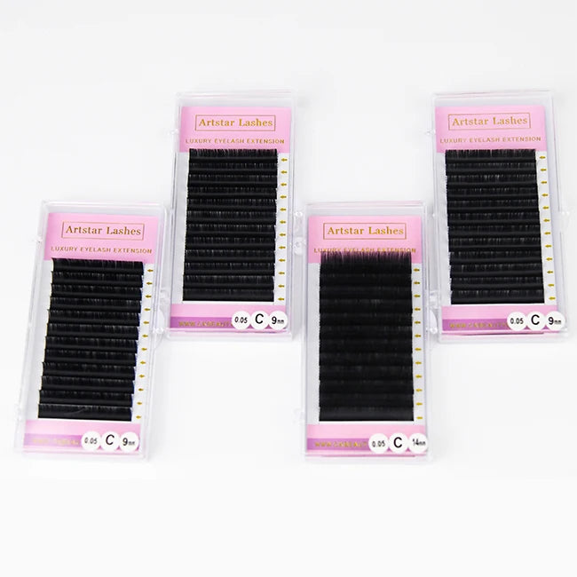 Large Stock Lash Trays Wholesale 0.03 Volume Individual Eyelash Matte Deep Black Russian Volume Eyelash Extension