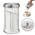 5.5inch Retro Style Suger Shakers with Stainless Steel Pour-Flap Lid 12oz Glass Sugar Shaker Dispenser Pourer