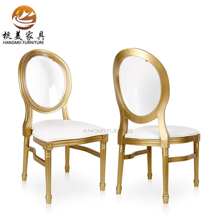 China Factory Direct Luxury Royal clear Acrylic Back Wedding Plastic Resin Transparent Chiavari Chair Louis Chair
