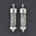 Hongzhuo Accessories Natural Labradorite Gravel Bullet-shaped Wishing Bottle Spirit Pendulum Drifting Bottle Pendant Jewelry