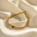 New Design Stainless Steel Beads Bracelet Tarnish Free Gold Plated Zircon Heart Charms Bracelet Wholesale Fashion Jewelry