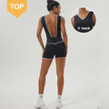 New Arrival Women's Sexy Spandex/Polyester Bodysuit Shorts Deep V Back Solid Breathable High-Waisted Sleeveless Elastic Waist 1