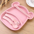 Wheat Straw Fiber Healthy and Durable Children Cute Cartoon Bear Shape Bowl Set