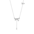 Delicate Bling Micro Paved Cubic Zircon Bow Shape Pendant Necklace Gold Plated 925 Pure Silver Double Bow Necklace for Girls