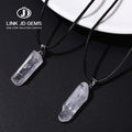 JD Women Fashion White Clear Quartz Leather Rope Healing Choker Natural Rock Crystal Stone Columen Pendant Necklace