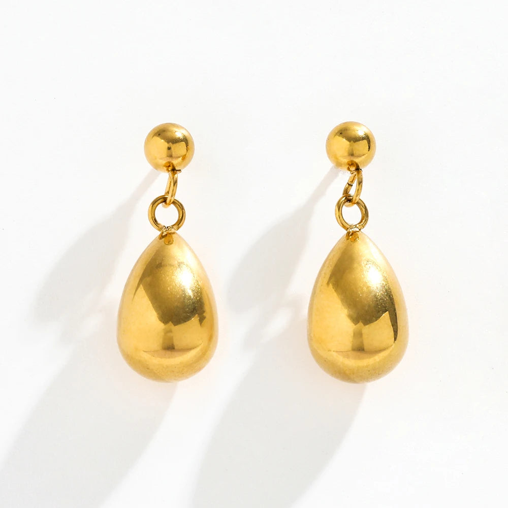 JOOLIM  High End 18K Gold Plated Cute Waterdrop Dangle Stud Earring Stainless Steel Earring