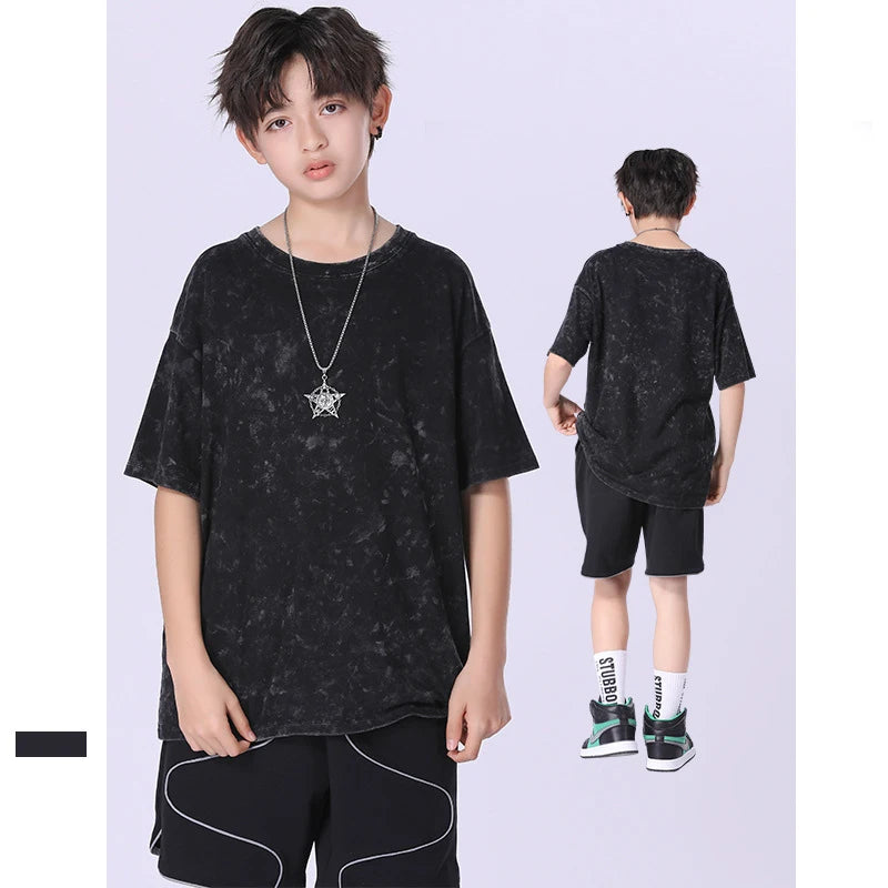 Summer New Children's T-shirt Fried Street Tie-dye Snowflake Old T-shirt Can Be Customized Short-sleeved