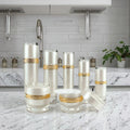 Elegant Set of Acrylic Cream Serum Jars 15g-120ml White Gold Glossy Cosmetic Lotion Bottle