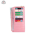 Zenos Women's Large Capacity Leather Wallet with Custom LOGO Simple Style Business Card Case and Card Holder