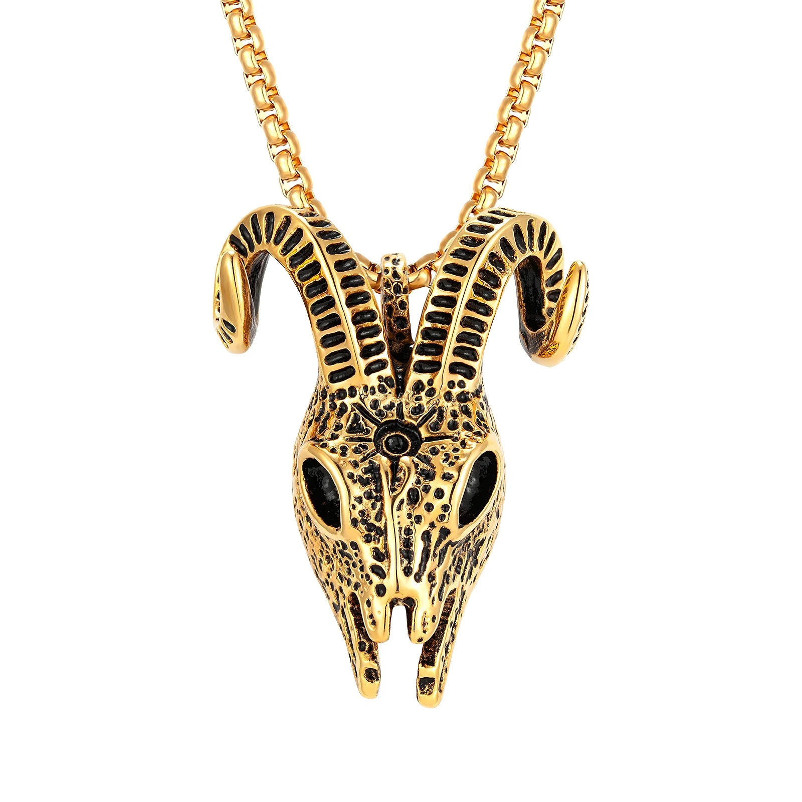 Customized Jewelry Goat Man Pendant Necklace Silver Box Chain Stainless Steel Gold Pendant for Man