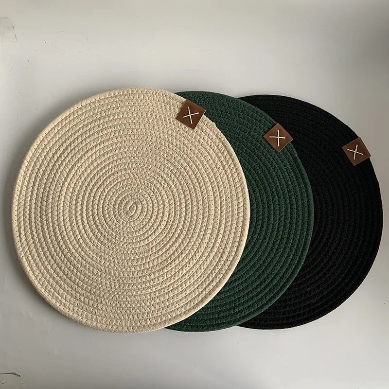 Elegant Woven Cotton Rope Round Dining Table Mat