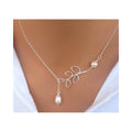 Fashion Alloy Pearl Leaf Short Necklace with Pendant for Women's Anniversary