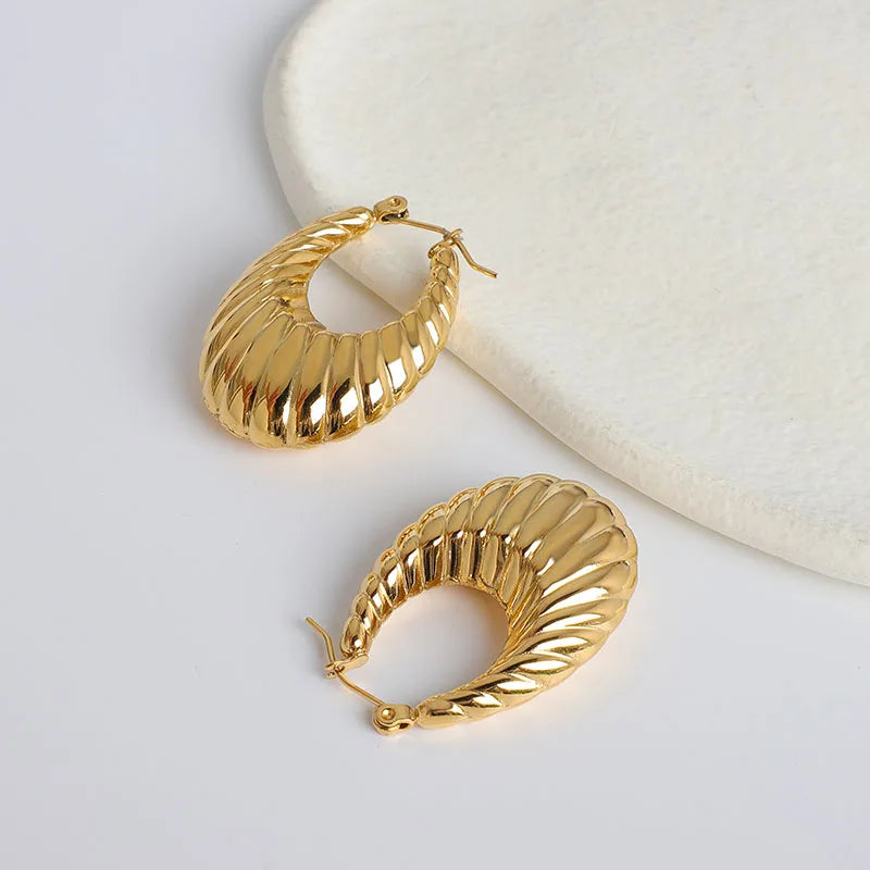 INS Trendy Jewelry Waterproof Stainless Steel  30mm 22mm 20mm 6 1-6 Pairs 18k Glod Chunky Hoop Earrings for Women